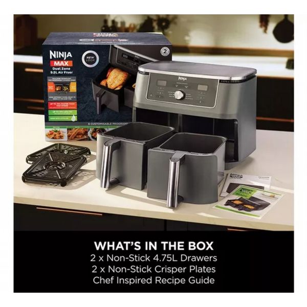 Ninja DZ400UK Dual Zone 9.5 L Airfryer - Gun Metal Grey