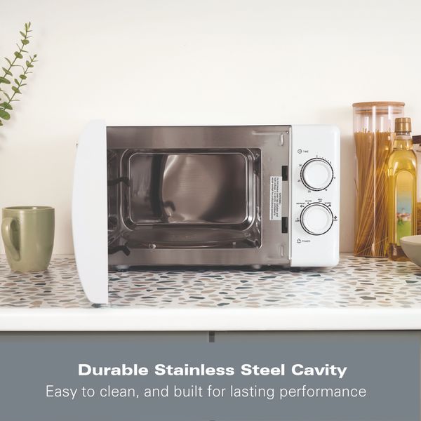 Hamilton Beach 20L Manual Microwave With Stainless Steel Cavity - White