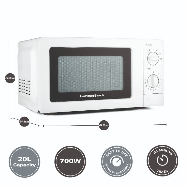 Hamilton Beach Ella Kitchen Bundle White - Kettle,  2 Slice Toaster, Microwave & Filter Coffee Machine