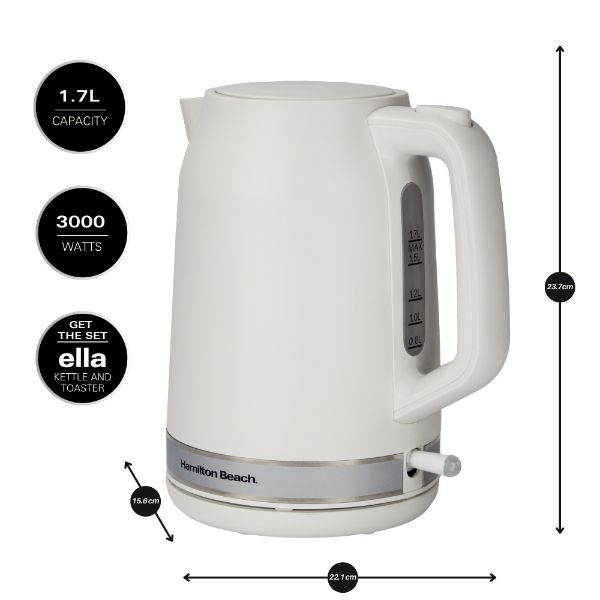 Hamilton Beach Ella Kitchen Bundle White - Kettle,  2 Slice Toaster, Microwave & Filter Coffee Machine