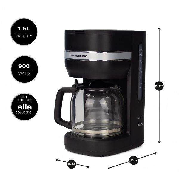 Hamilton Beach Ella Kitchen Bundle Black - Kettle,  2 Slice Toaster, Microwave & Filter Coffee Machine