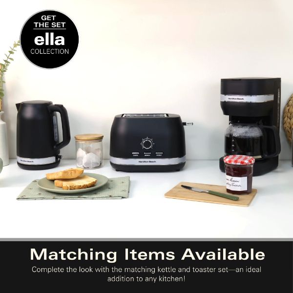 Hamilton Beach Ella Kitchen Bundle Black - Kettle,  2 Slice Toaster, Microwave & Filter Coffee Machine