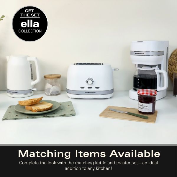 Hamilton Beach Ella Kitchen Bundle White - Kettle,  2 Slice Toaster, Microwave & Filter Coffee Machine