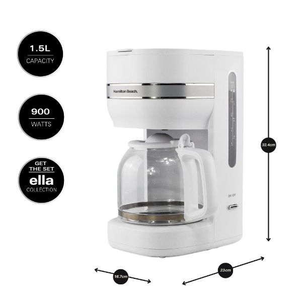 Hamilton Beach Ella Kitchen Bundle White - Kettle,  2 Slice Toaster, Microwave & Filter Coffee Machine