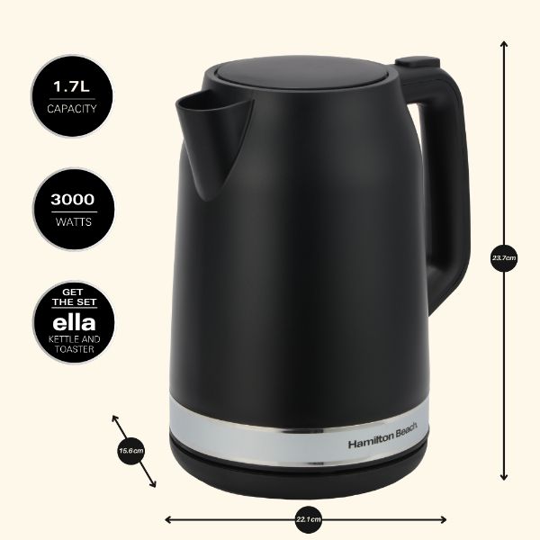 Hamilton Beach Ella Kitchen Bundle Black - Kettle,  2 Slice Toaster, Microwave & Filter Coffee Machine