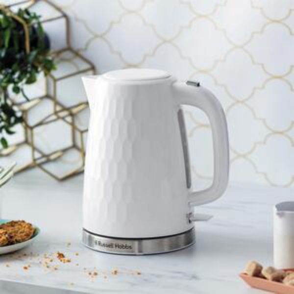 Russell Hobbs Honeycomb Breakfast Bundle White - Kettle & 4 Slice
