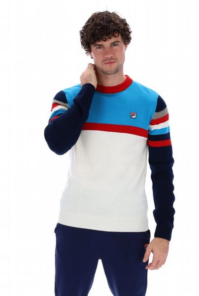 FILA LORENZO STRIPE CREW MENS SWEATER-GARD/CBL/FNAVY/FRED