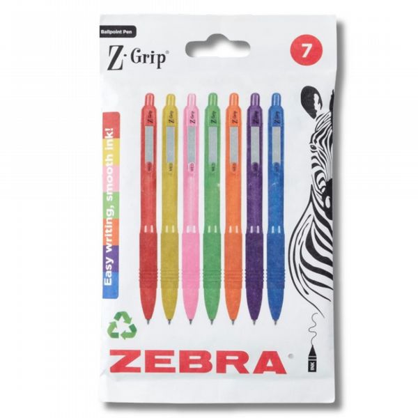 Z- Grip Smooth Rainbow Barrel Set Black Ink 7 Pack NEW RECYCLABLE PACKAGING