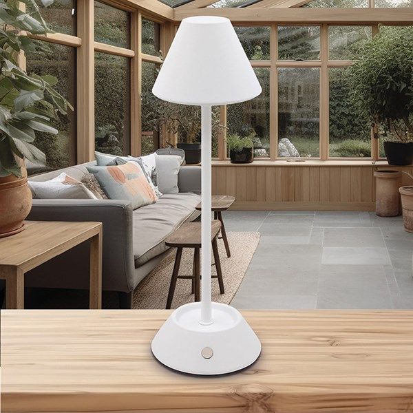 Leonardo Touch Lamp Tall White Cone