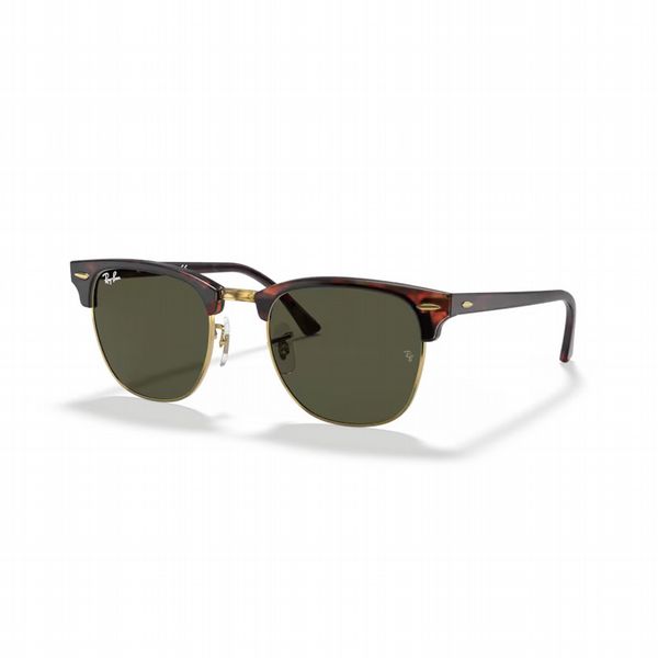 Rayban Clubmaster Tortoise on Gold with Green Lens