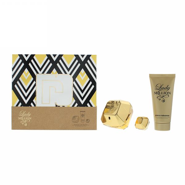  Paco Rabanne Lady Million 3 Piece Gift Set: Eau de Perfume 80ml - Eau de Perfume...
