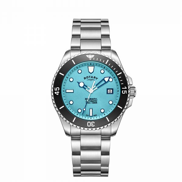 Rotary Men's Seamatic 300 SS Bracelet Light Blue Dial 300m