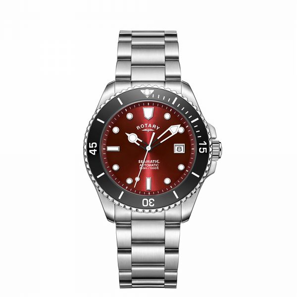 Rotary Men's Seamatic 300 SS Bracelet Burgundy Dial 300m