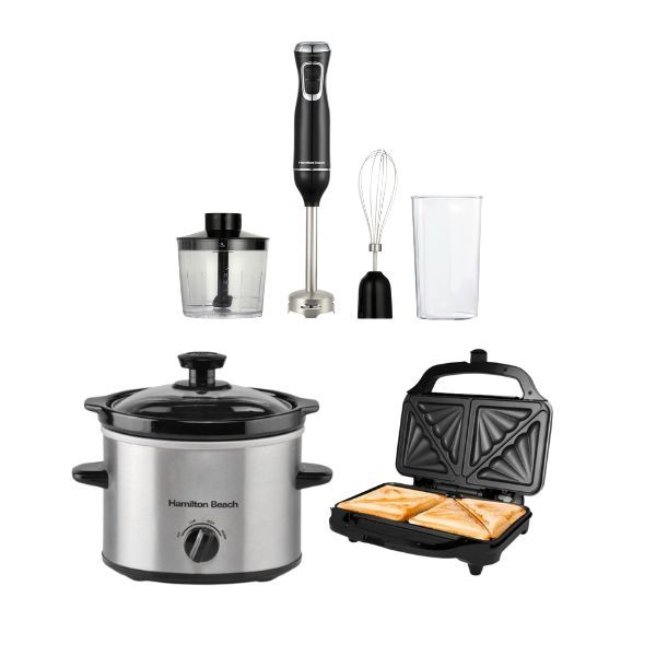  Hamilton Beach Essentials Food Prep Set, 4 in 1 Blender, Deep Fill Sand wich Toaster, 1.8L...