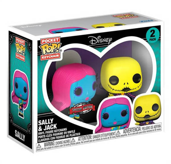 Funko The Nightmare Before Christmas - Jack & Sally Black Light Keychain (2 Pack)
