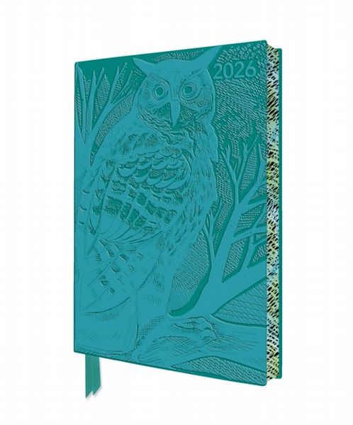  Angela Harding: Long Eared Owl 2026 Artisan Art Vegan Leather Diary Planner - Page to View...