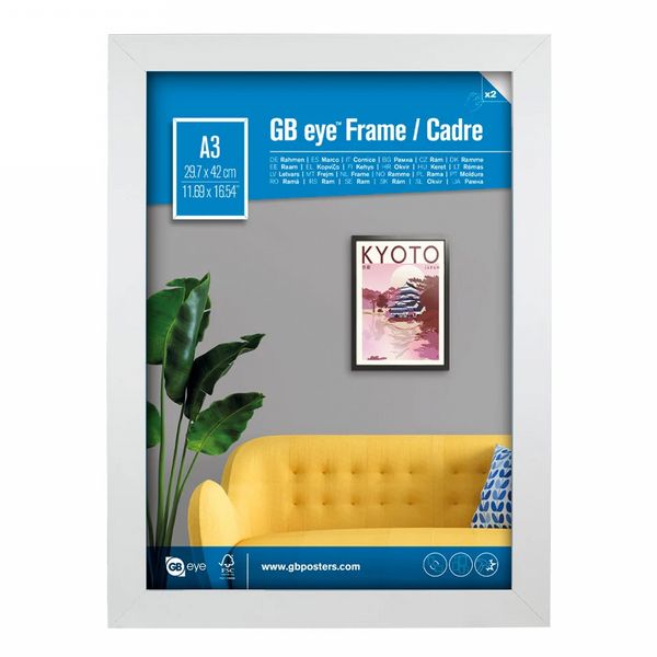 GB Eye Contemporary Wooden White Picture Frame - A3 - 29.7 x 42cm